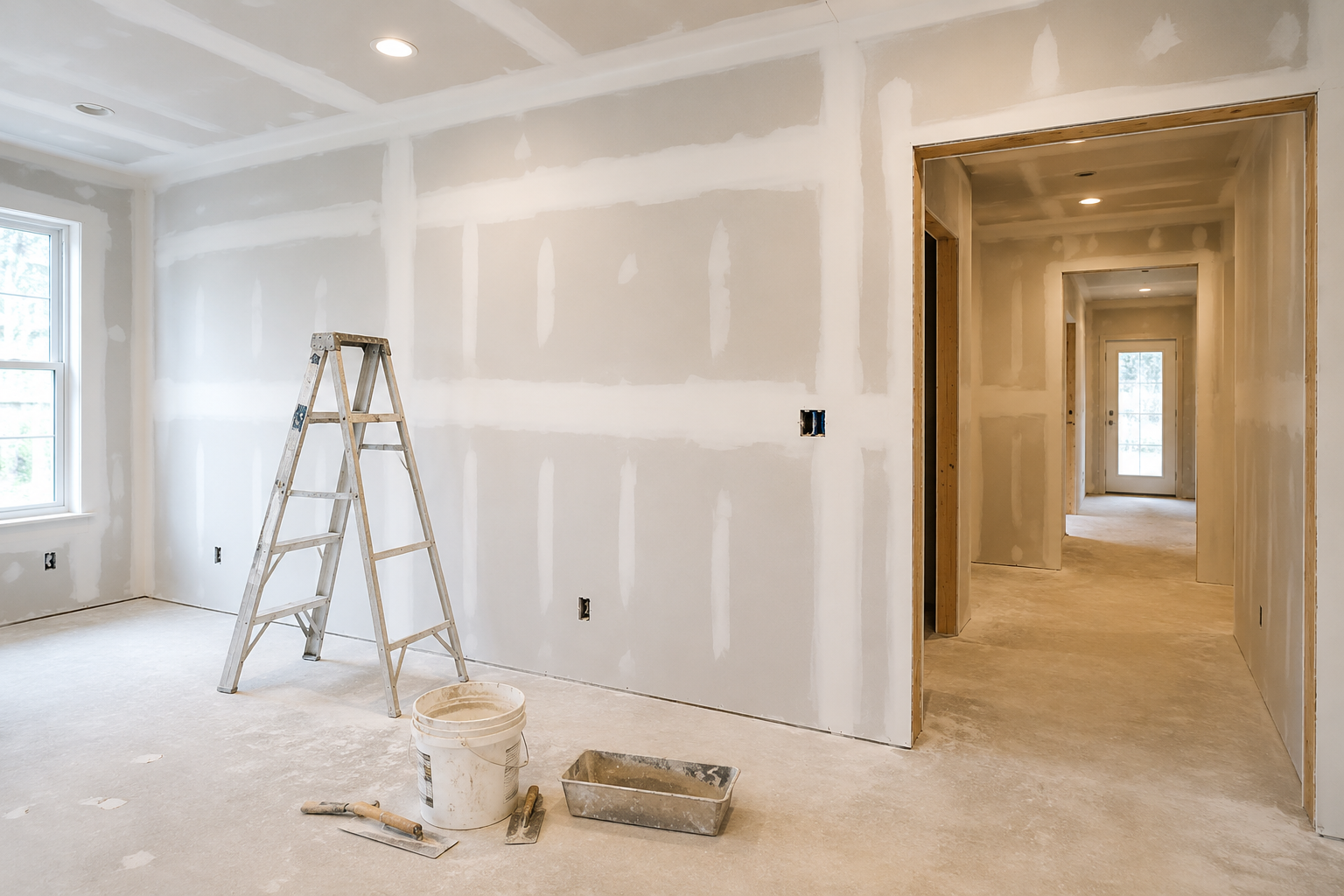 Services Drywall installation and repair work in a home renovation project by Bro General Services Inc in New York